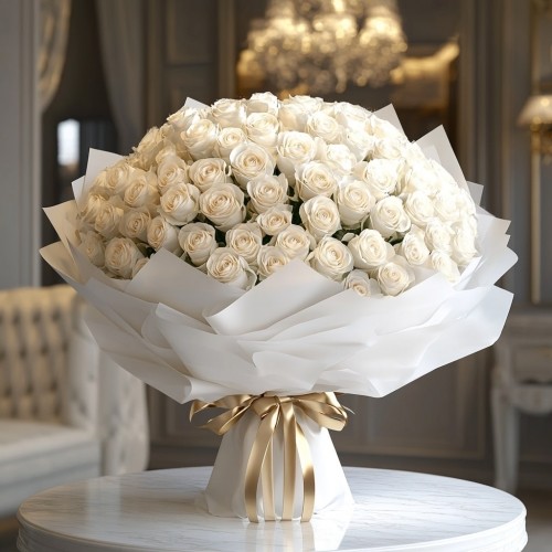 Букет 101 біла троянда 